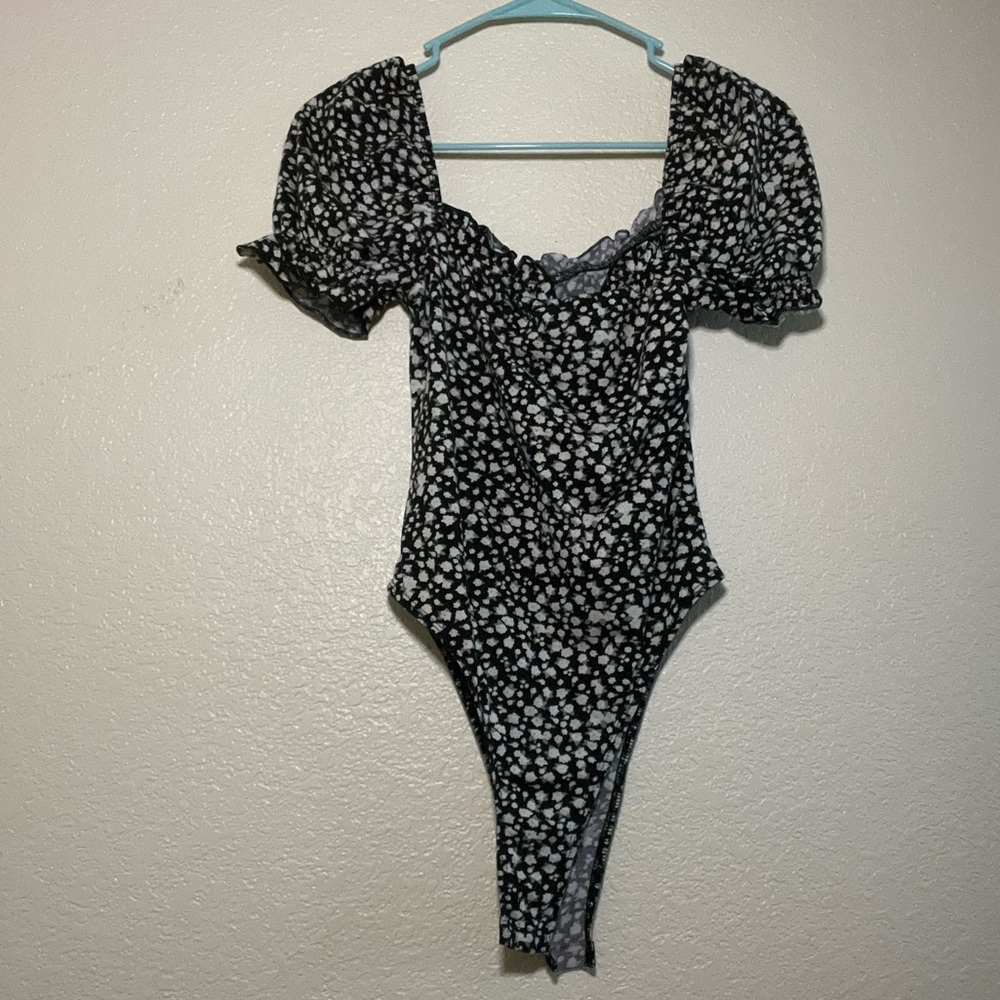 Black floral body suit